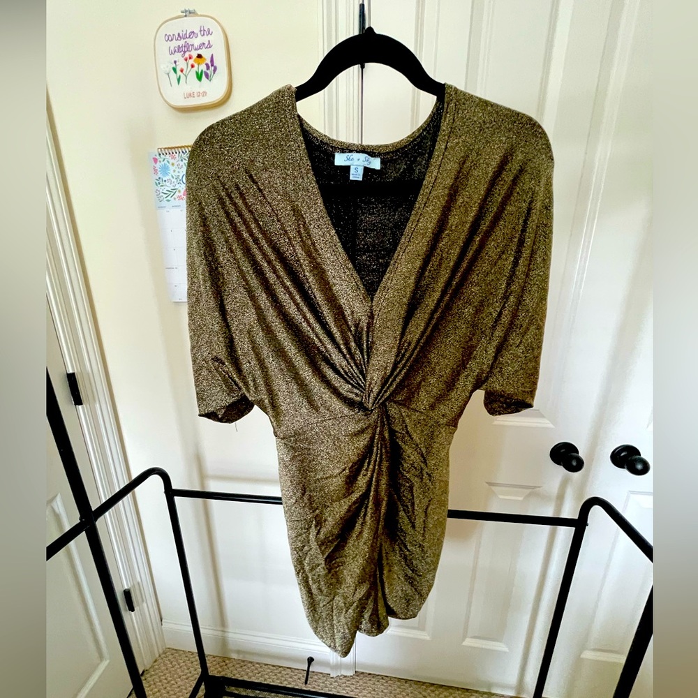 She and Sky Golden Mini Dress